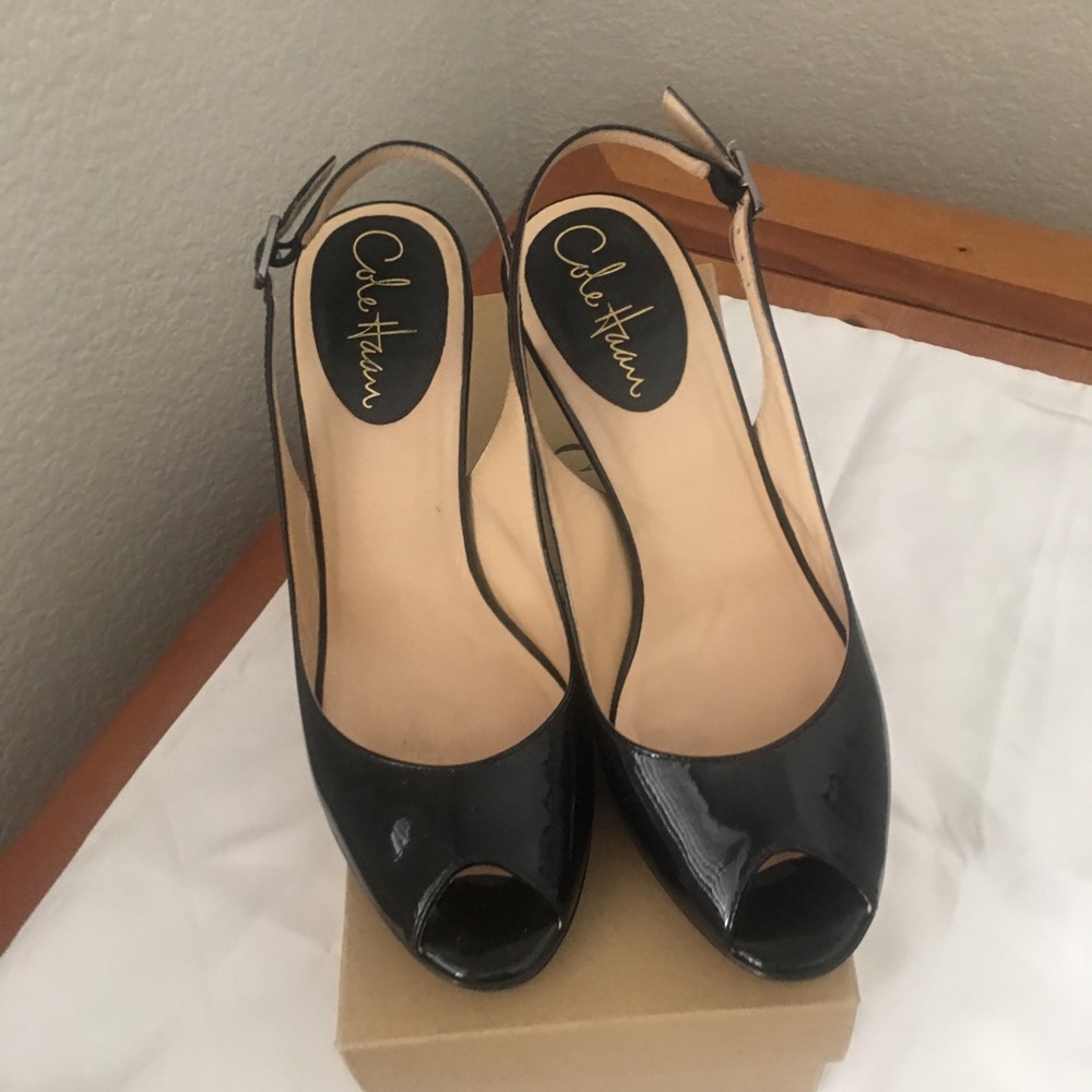 Cole Haan Black Patent Heels.